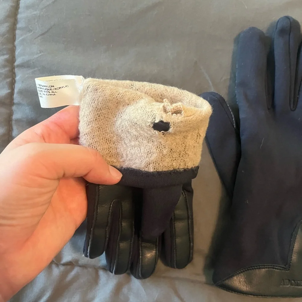 Gloves with leather detailing